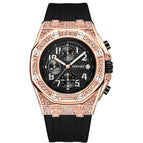 Men's Watch Retro Personalized Diamond-Embedded Large Dial Timing Function Luminous men casual Quartz Watch 2665