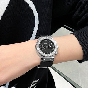 GUOU 8220 Watches fashion domineering black large dial heavy silicone watch female personality cool handsome lady watch with box gift for women
