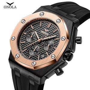 ONOLA ON6807 men's watch Classic Fashion Best-Seller Multi-Function Quartz Watch Men's Silicone Watrproof casual Watch