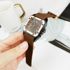 TPOFHS 8154 Net Red Tide Watch Silicon Tape Waterproof Watch Wholesale Roman Square Retro with Calendar Quartz Watch Casual Women's Watch