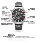 KIMSDUN large dial men's watch three-eye six-pin multi-function sports waterproof watch K-924D