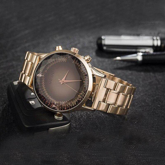 GUOU 8107 Women's Watches Rose Gold Stainless Steel Watch Diamond Fashion Ladies Watch Luxury Clock Women