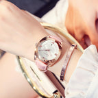 GUOU watch temperament quartz watch large dial Leather trend simple temperament ladies watch waterproof 8097