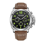 KIMSDUN Leather three-eye multi-function sports waterproof casual men's watch luminous watch K-713D