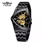 New Winner European American Style Men's Fashion Casual Hollow Triangle Automatic Mechanical men business Watch SLZg120