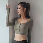 2020 autumn new sports long sleeve women's sleeve running fitness dancing yoga clothes sportswear T-shirt XK25