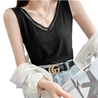 V-neck vest women's slim fit V-neck sexy lace bottoming ice silk thread can be worn outside beautiful back underwear ladies