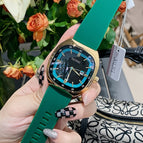 TICTOC Korean version of the trendy fashion ladies watch female ins large dial square leather strap calendar female watch 0556