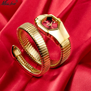 MISSFOX watch women's new trend casual temperament waterproof senior snake-shaped ladies watch 2809