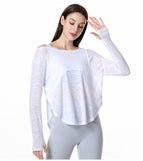 2022 spring and summer new yoga clothes tops loose and thin long-sleeved blouses thin section moisture-absorbing breathable large size fitness clothes 8319