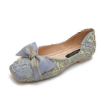 Fairy style bowknot pearl lady shoes 2022 new satin shallow mouth women flat shoes women casual shoes 555-13
