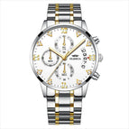 OLMECA Mens Watches Top Brand Luxury Chronograph Watches Full Steel Casual Quartz Watch Fashion Waterproof Business Wristwatch