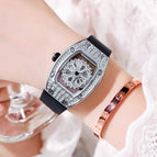 Women's watch barrel personality fashion trend hollow rotating watch female full diamond fashion silicone watch SA-015