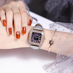 GUOU 8215 Women's Watches 2019 Square Fashion  Luxury Ladies Bracelet Waterproof Watches Leather Strap