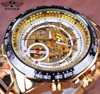 Winner Men's Personality Fashionable Golden All-Steel Hollow Automatic Mechanical men Watch SLZ46