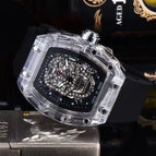 Men's watch Transparent Cutout Ghost Head Quartz Watch Barrel-Shaped Fashion Silicone Men's casual Watch
