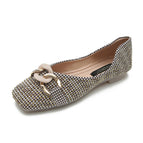Women's square shoes spring 2022 New women's metal buckles fashion student's office lady shoes 555-4