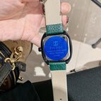 TICTOC Korean version of the trendy fashion ladies watch female ins large dial square leather strap calendar female watch 0556
