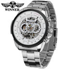 Winner men watch Large Dial Men's Fashion Automatic Mechanical causal men Watch Steel Belt 428