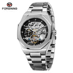 Forsining European and American Style Men's Fashion Casual Hollow Mechanical Flywheel Automatic Mechanical men Watch SLZe221