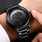 LIGE Simple Skull 3D Men's Waterproof Men's quartz Watch LG9876