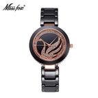 Missfox fashion high-end ceramic watch diamond swan ultra-thin girls Korean casual waterproof women's watch T003