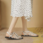 Sandals women's 2022 summer new sandals soft bottom braided all-match one-word buckle flat Roman shoes lady 998-3