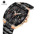 WWOOR Fashion Seven-Pin Steel Belt Waterproof Men's Watch Quartz Movement Calendar quartz men watch 8836