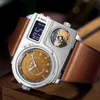 Oulm watch for men genuine large dial quartz watch leather sports casual men's watch gold men's watch HP5026