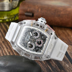 Men's and women's watch 6-Pin Quartz Watch Barrel-Shaped Hollowed Fashion Non-Mechanical Watch Spot Transparent Watch 8087