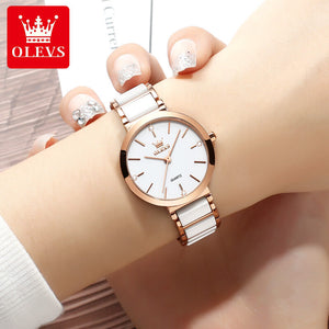 OLEVS 5877 Korean Fashion Korea Ceramic Waterproof for Women Quartz Watch