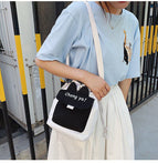 Canvas Bag Women's Bag 2022 New Ins Messenger Bag Lovely 2022 Student Literature and Art One Shoulder Mobile Phone Bag