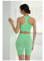 New yoga sets sports bra women's summer high waist tummy hip lift quick dry shorts yoga fitness running suit set WXM5385+DKM9385