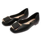 Square head flat sole single shoes 2022 new spring scoop shoes women's one pedal office lady shoes 555-2