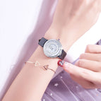 GUOU 8217 New Online Celebrity Tiktok Same Starry Sky Watch Women's Fashion Trend Diamond Inlaid Korean Version Full Diamond Female Watch Students
