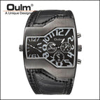 Oulm HP1220B quartz watch personality men's watch dual time zone fashion large dial belt men's watch cross-border ins style