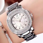 GEDI 3200 Fashion Casual Rhinestones Watches Stainless Steel Waterproof Ladies Analog Quartz Wristwatch Female Gift Clock Watch for Women