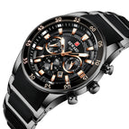 Reward Men's watch sports multi-functional three eyes calendar luminous waterproof steel quartz watch