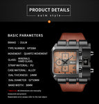 Oulm Large dial quartz men's watch casual belt male watches personality square watch for men