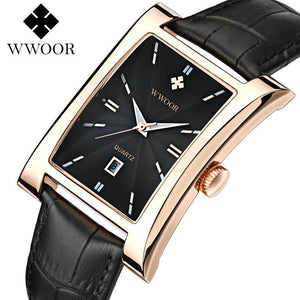 2019 New Luxury Brand WWOOR Men's Watches Quartz Watch Male Wristwatch leather Strap Waterproof Clocks 8017