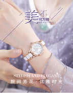 New Light Luxury Fashion Steel Band Butterfly Buckle Ceramic Ladies Watch Luminous Waterproof Watch Women K-8049L