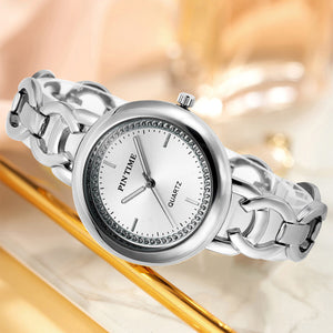 PINTIME Simple Temperament Chain Bracelet Watch Niche Women's Diamond Quartz Watch 1232
