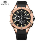 MEGIR 2019 Fashion Men Sport Watch with Chronograph Waterproof Silicone Quartz Military Men Watches Clock Male Relogio Masculino