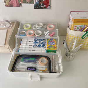Desk Organisers Transparent Desktop Storage Box Large Capacity Stationery Box Tape Stickers Organizers Desk Organizer Medical Kit