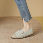 Fisherman's shoes women's spring and summer 2022 new lace pearl fisherman shoes women's grass woven shoes women's slip-on shoes 663-7