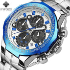 WWOOR 8868 Seven-Pin Men's Sports Steel Belt calendar Quartz Waterproof Watch for men