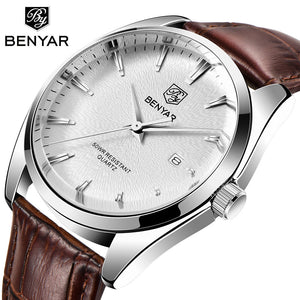 New Benyar Watch Men's Quartz Watch Fashion Simple Tide Waterproof Business Leather Watch 5163