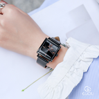 [Large Stock] GUOU 8096 Genuine Leather Square Personality Fashion All-match Simple Style Quartz Watch Waterproof Ladies Watch
