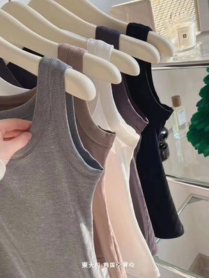 Threaded knitted camisole women's seamless bottoming casual anti-glare all-match vest