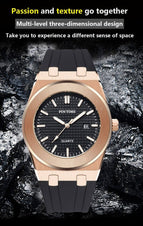 Pintime Men's Silicone Strap Wrist Watch Sports Casual Large Dial Fashion Waterproof Quartz Watch 2065